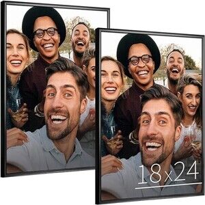 Anozie 18x24 Picture Frame Black, designer Picture Frames with HD Plexiglass
